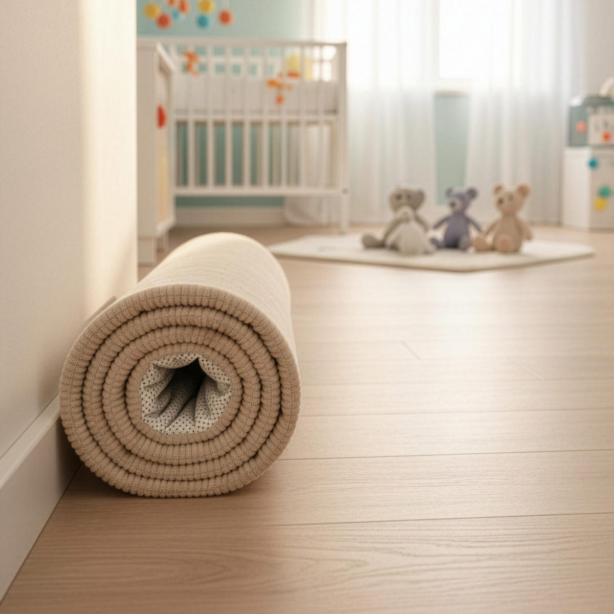KRABBELTEPPICH samtweich und kuschelig "Regenbogen" 120x170cm - Beige, Textil (120/170cm) - Sanosoft