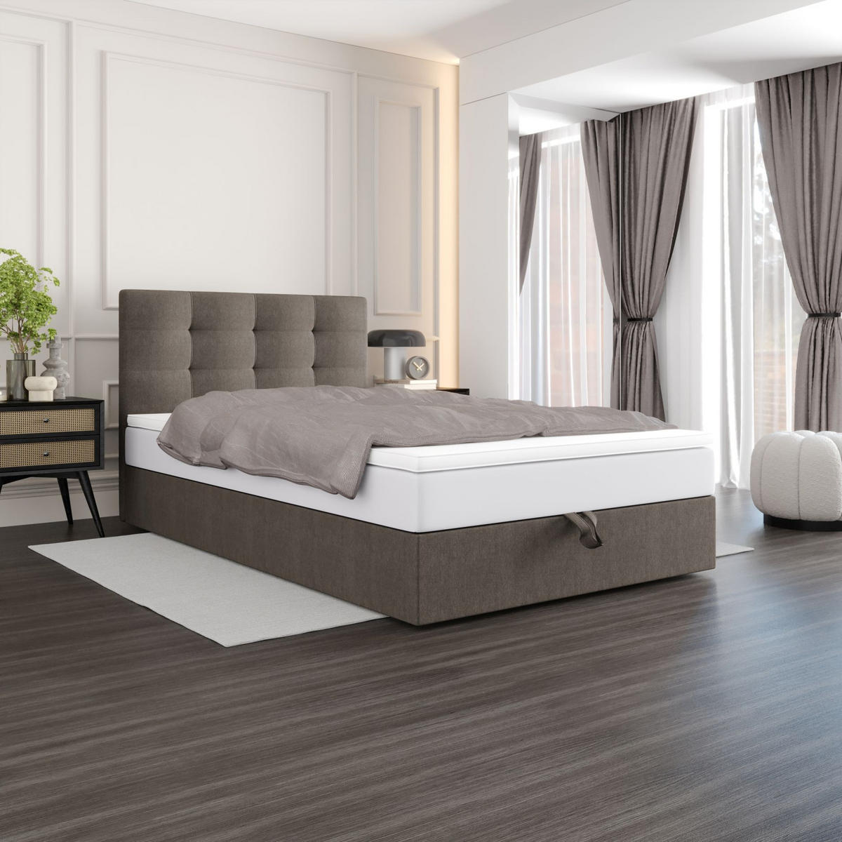 BOXBETT DUO 1 100x200 Cosmic 03, mit Matratze H3 und Topper, Braun - Braun, Holz/Kunststoff (100/200cm) - Bedante