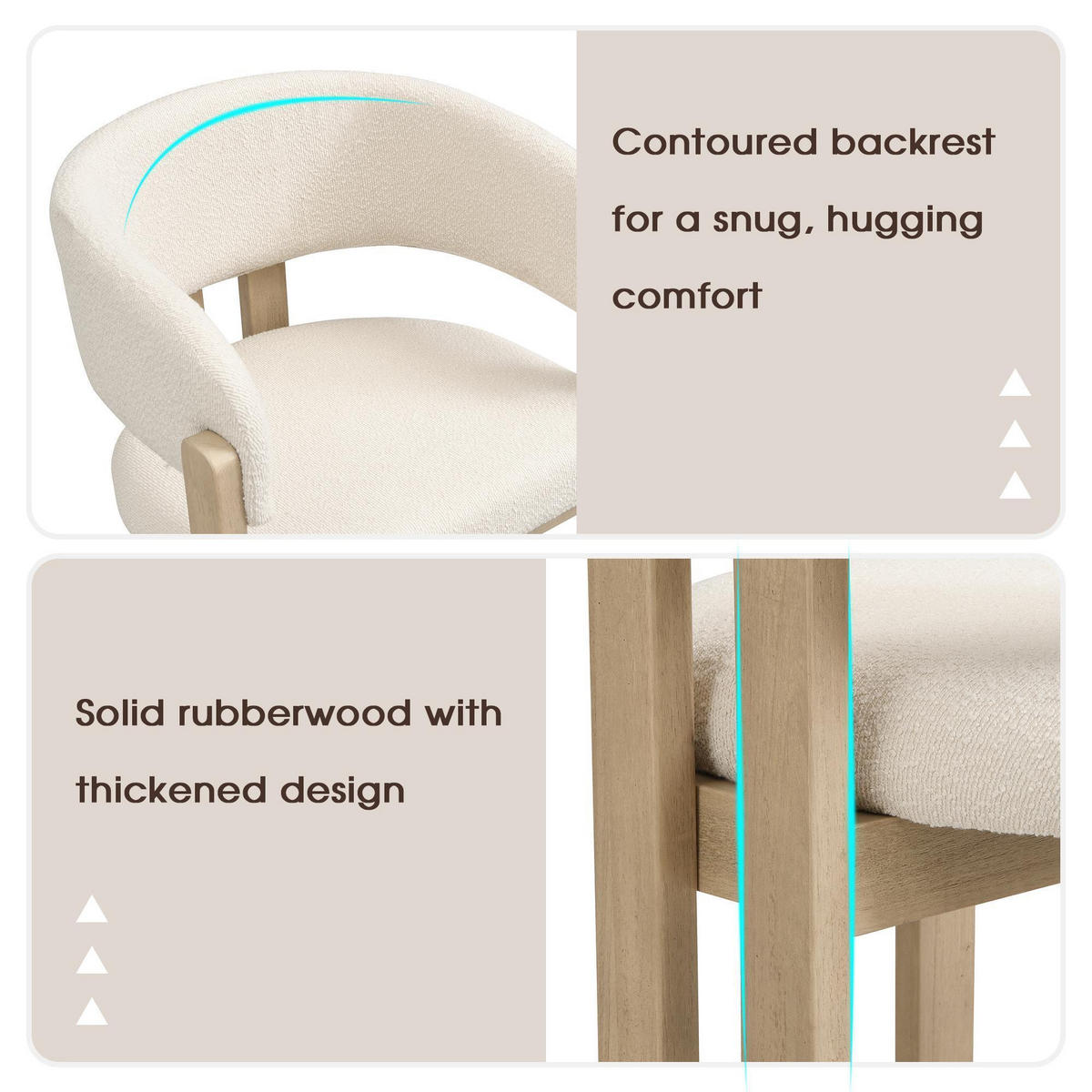 ARMLEHNSTUHL 4 Stück boucle, Naturfarbe - Naturfarben, Textil (51/80/60cm) - KOMHTOM