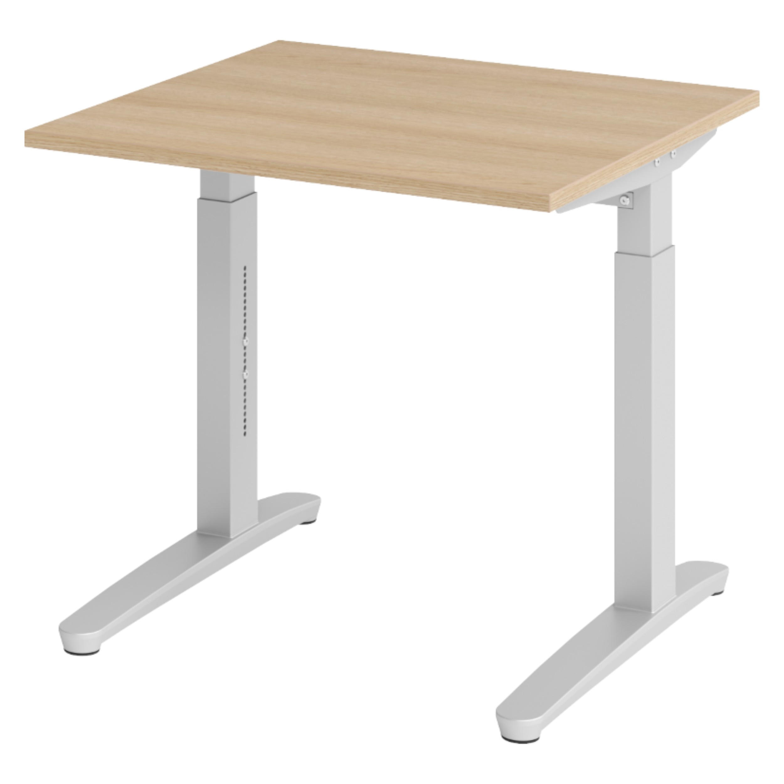 SCHREIBTISCH Serie-XB 80/80/74 cm in Eichefarben/Silberfarben - Eichefarben/Silberfarben, Holzwerkstoff (80/80/74cm) - bümö
