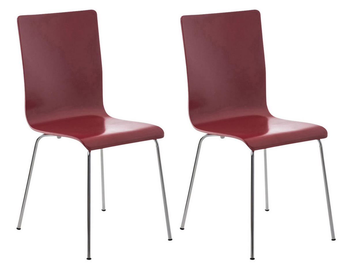 BESUCHERSTUHL Apeldoorn - 2er Set rot - Rot, Holz (43/87/47cm) - TPFLiving