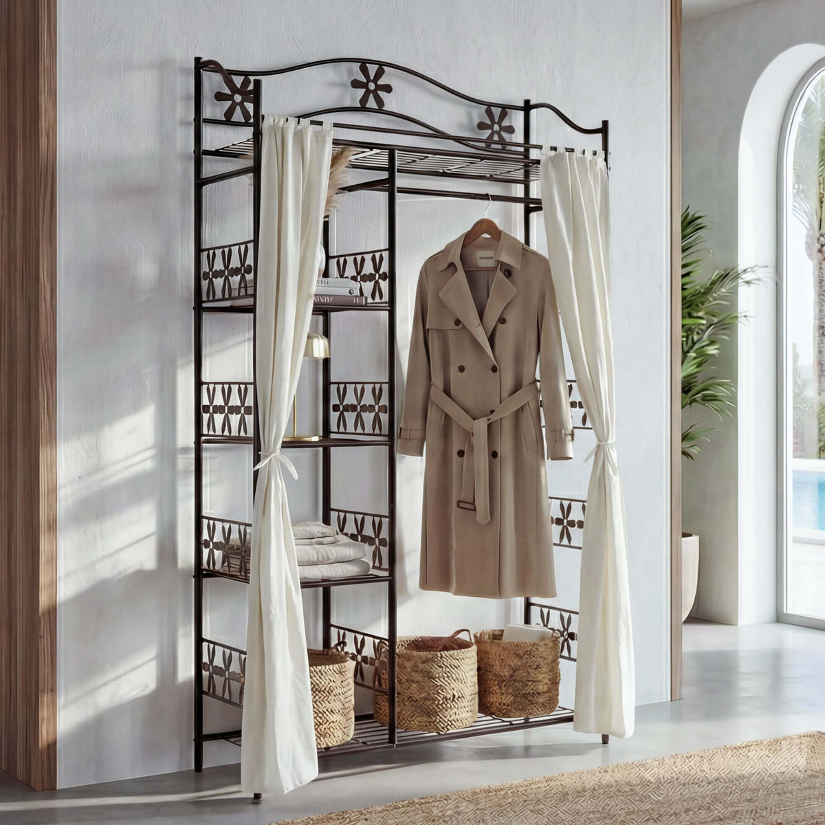 METALL-GARDEROBE MIT VORHANG Schwarz - Schwarz, Metall (100/172/43cm) - MCW