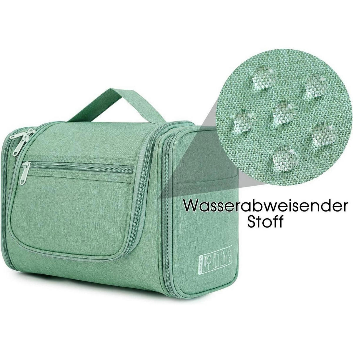 KULTURTASCHE zum Aufhängen Grün 27 x 15,5 x 59 cm - Grün, Textil (5/2/5cm)