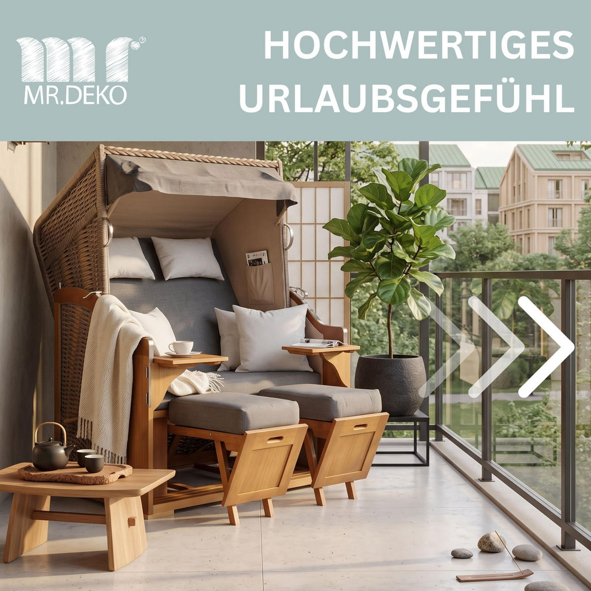 STRANDKORB Schleswig Pinie 2-Sitzer - Braun/Grau, Metall (120/160/80cm) - Mr. Deko