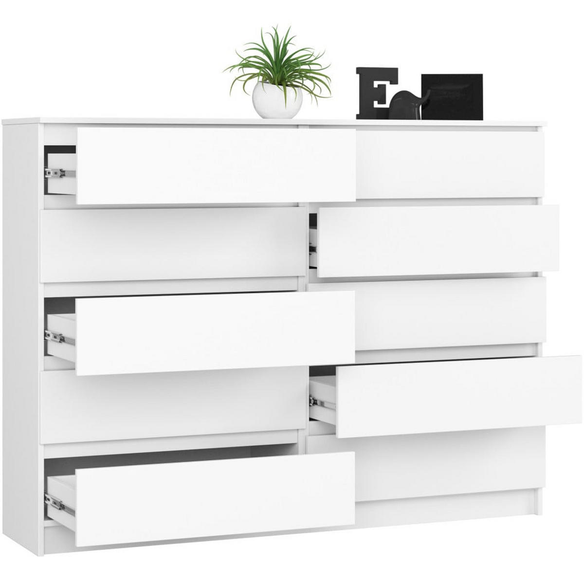KOMODA Biela 121/160/40 - biela, kompozitné drevo (160/121/40cm) - RAUMHIRSCH FURNITURE