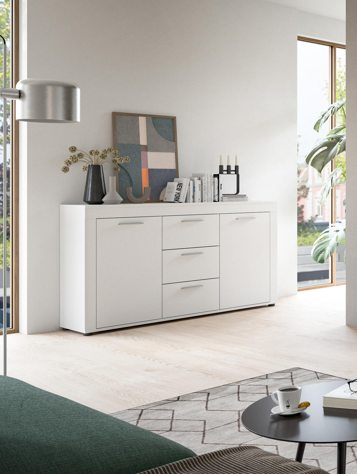 SIDEBOARD JAM (B/H/T: ca. 125/80/35 cm) in weiß/weiß - Weiß, Holzwerkstoff (125/80/35cm)