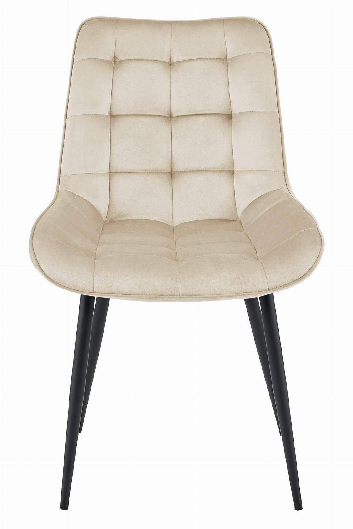 STUHL BARDI 4-er Set, Beige, Schwarz, mit Samtstoff gepolstert - Hellgrau, Textil/Metall (54/84/61cm) - Komodee