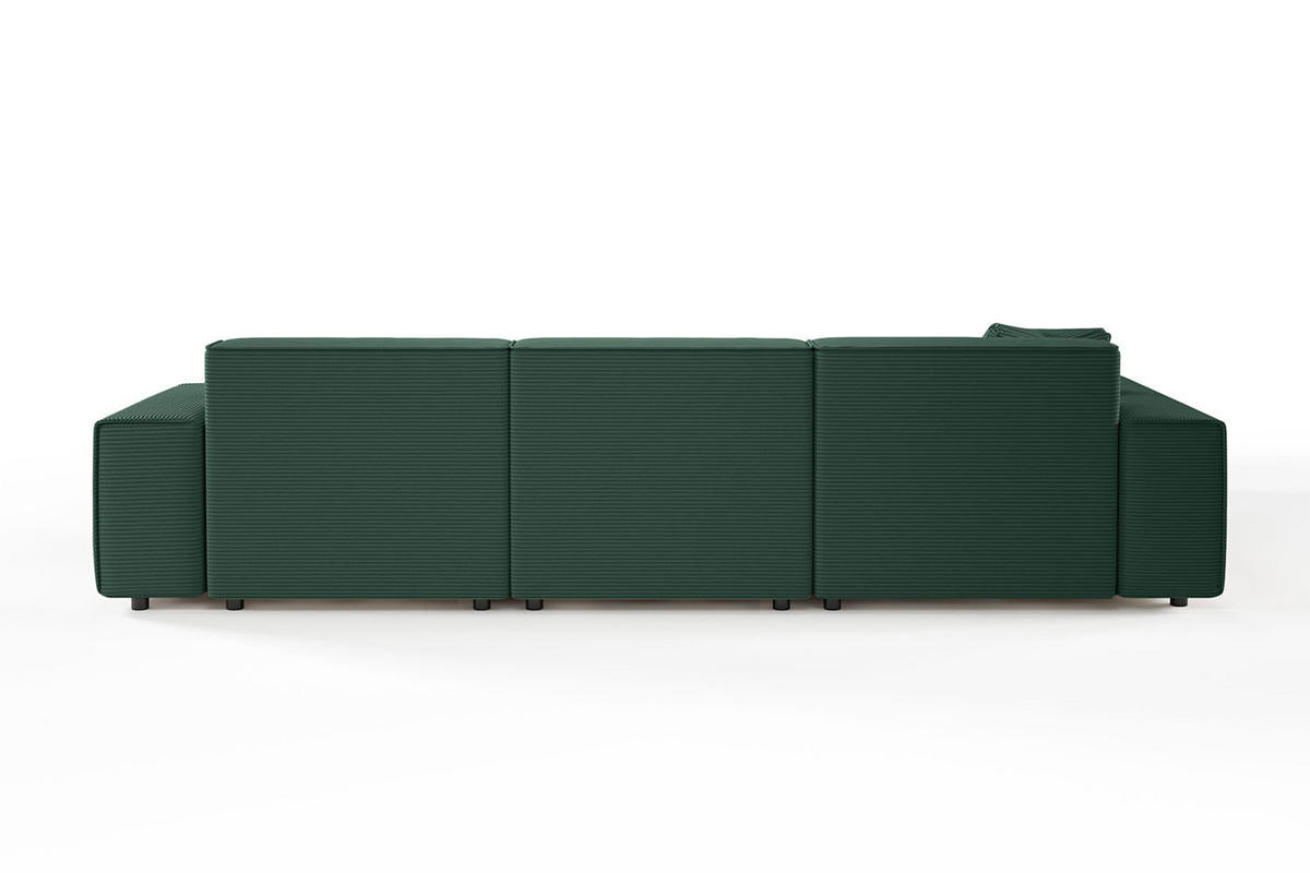 ECKSOFA RANI Smaragdgrün Cord - Smaragdgrün/Schwarz, Kunststoff/Textil (299/189cm) - KAWOLA