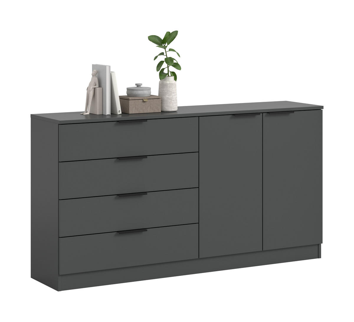 KOMMODE KOPENHAGEN (B/H/T: ca. 148/80/35 cm) in anthrazit/anthrazit - Anthrazit, Holzwerkstoff (148/80/35cm)