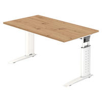 SCHREIBTISCH Serie-U 80/140/74 cm in Wildeiche/Weiß - Wildeiche/Weiß, Holzwerkstoff (80/140/74cm) - bümö