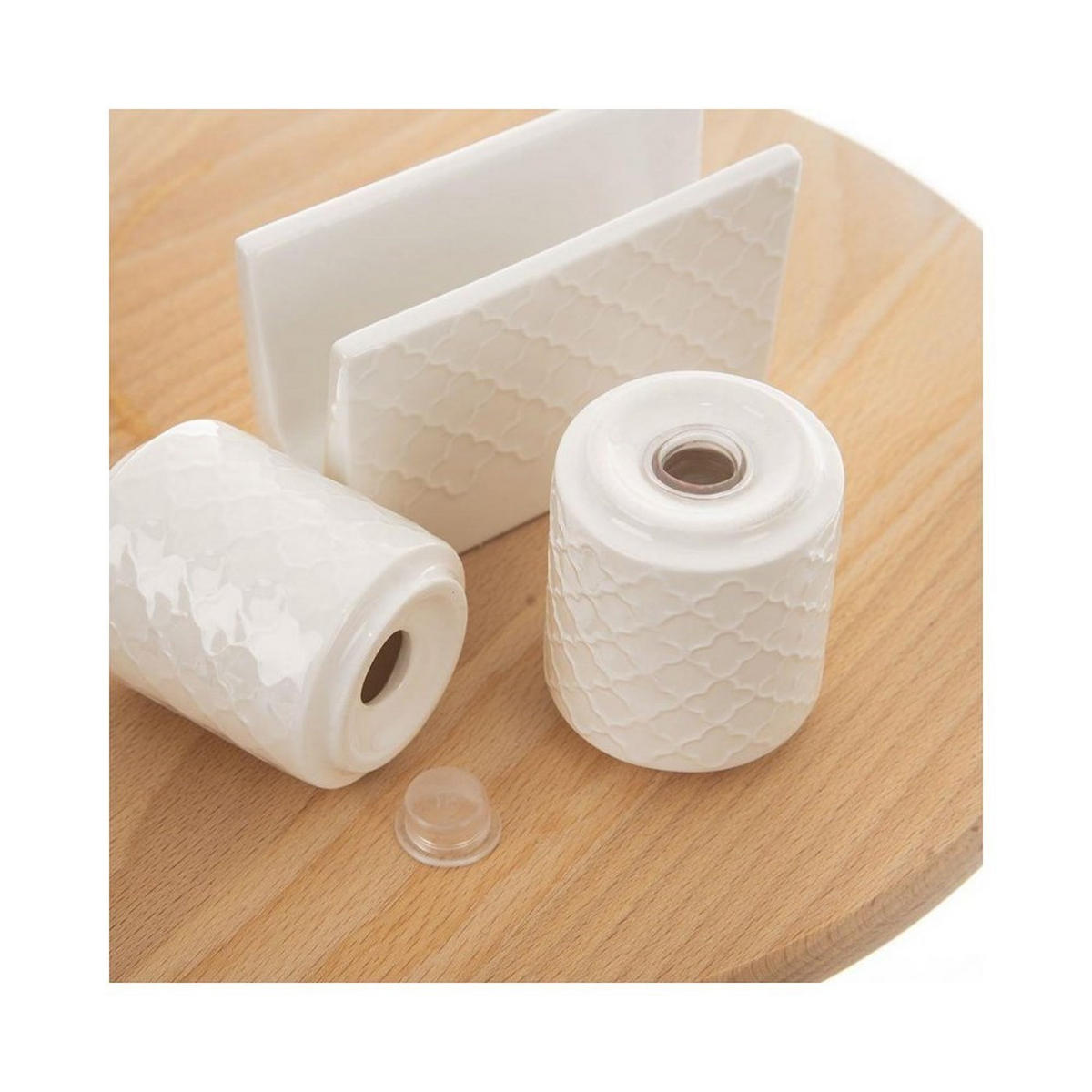 SALZ- UND PFEFFERSTREUER-SET Beige 13/12/15 cm 48716 - Beige, Keramik (12/15/13cm) - Orion 