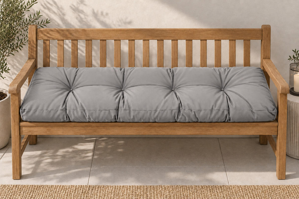 BANKAUFLAGE Sitzkissen Grau 120x40 cm Outdoor Indoor - Grau, Textil (120/40/17cm) - TiborTex