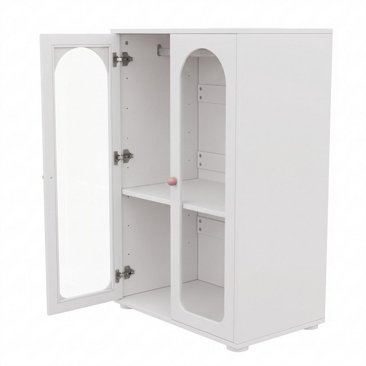 KLEIDERSCHRANK 80x50x120 cm mit 2 Acryl-Transparenttüren und Kleiderstange - Keramikgriffen - Weiß - Weiß, Holzwerkstoff (50/120/80cm) - DELFA