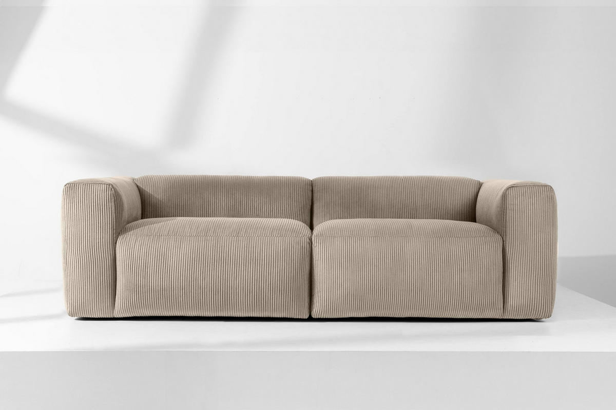 2,5-SITZER-MODULSOFA BUFFO mit extrem weicher und bequemer Sitzfläche, Kordstoff, beige - Beige, Textil (250/73/96cm) - KONSIMO®