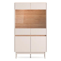 VITRINE Dunea 4-türig Kaschmirgrau/Eichenoptik 92 cm - Taupe, Holzwerkstoff/Metall (92/156/40cm) - Selsey