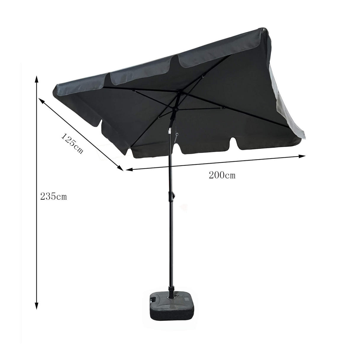 SONNENSCHRIM Grau 235/200 cm - Schwarz/Grau, Metall (200/125cm) - Akord