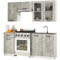 KUCHYŇSKÝ BLOK Beton 203/180/46 - tmavě šedá, kompozitní dřevo (180/203/46cm) - RAUMHIRSCH FURNITURE