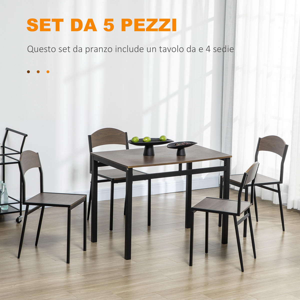ESSZIMMER-SET, rechteckig 100×63cm 5-teilig, natur - Braun, Holzwerkstoff (63/76.5/100cm) - Vallsero