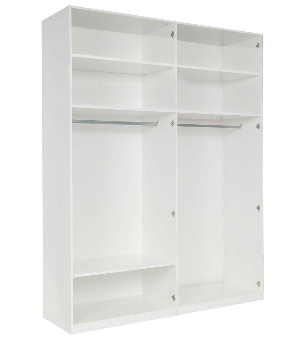 KLEIDERSCHRANK Italia weiß matt / weiß hochglanz 180 / 59 / 237cm - Weiß Hochglanz/Weiß, Holz/Holzwerkstoff (180/237/59cm) - Feldmann-Wohnen