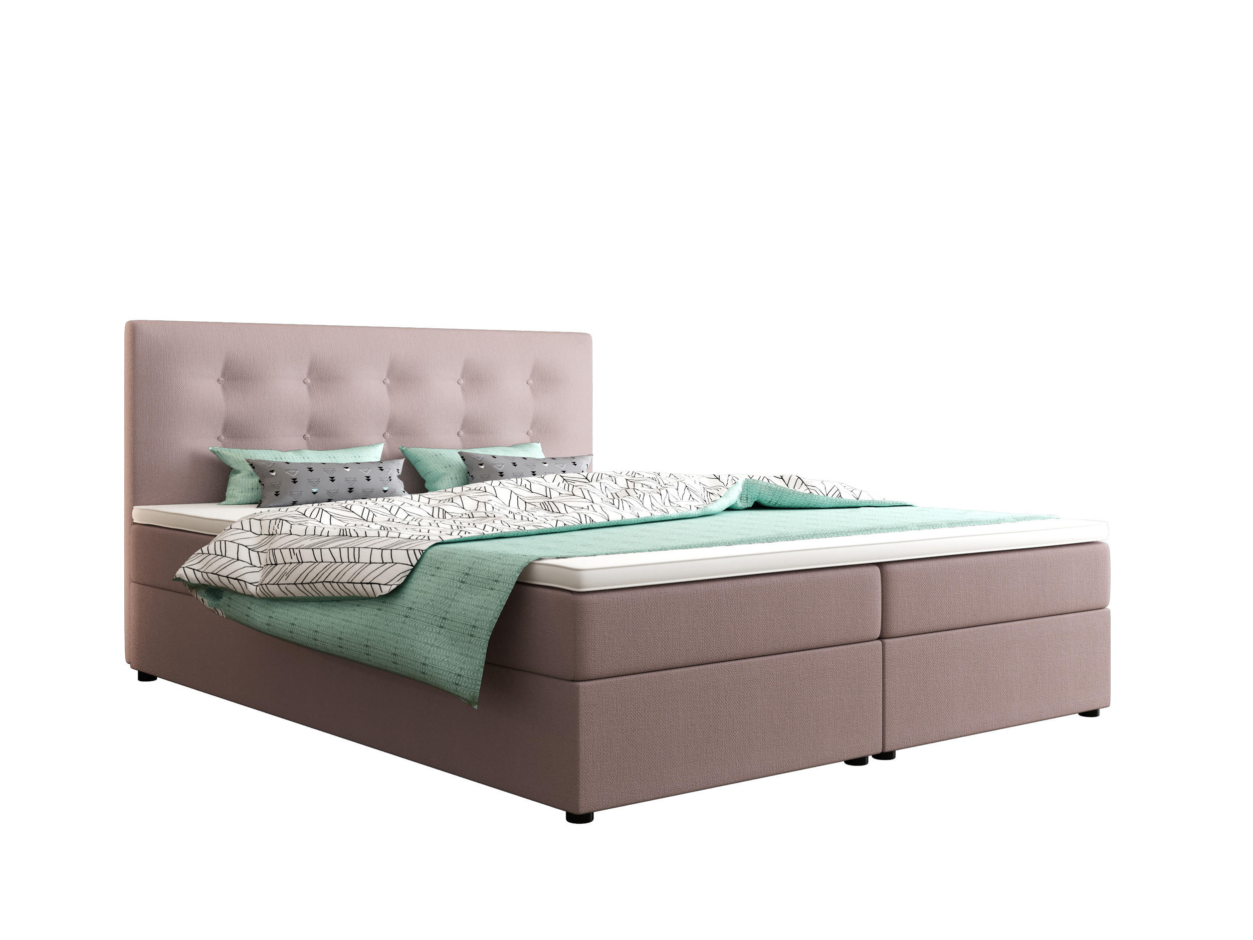 BOXBETT FADO 22 mit Matratze H3, Bonell und Topper 180x200 Cosmic 14 - Pink, Holz/Textil (180/200cm) - Bedante