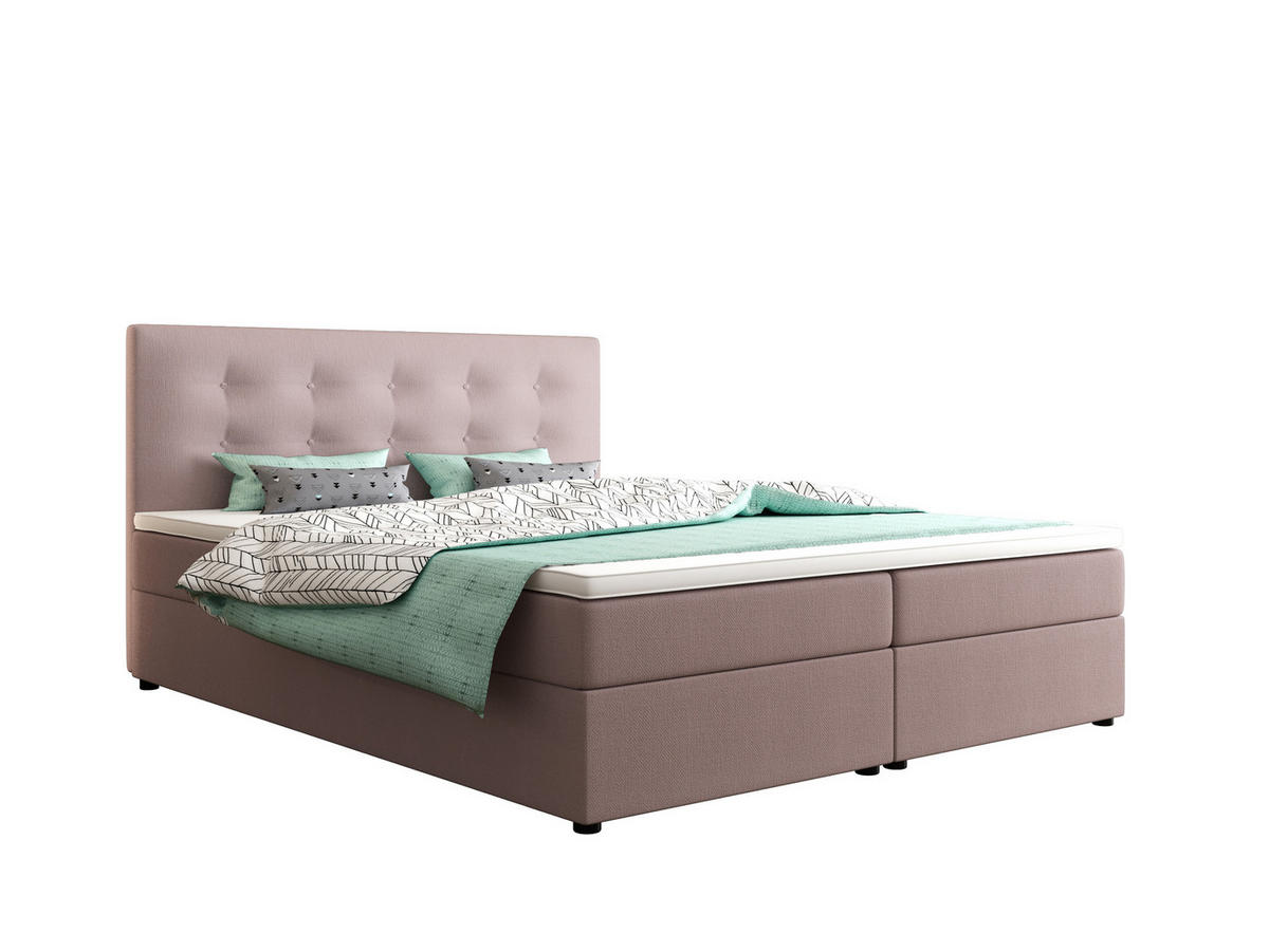BOXBETT FADO 22 mit Matratze H3, Bonell und Topper 180x200 Cosmic 14 - Pink, Holz/Textil (180/200cm) - Bedante