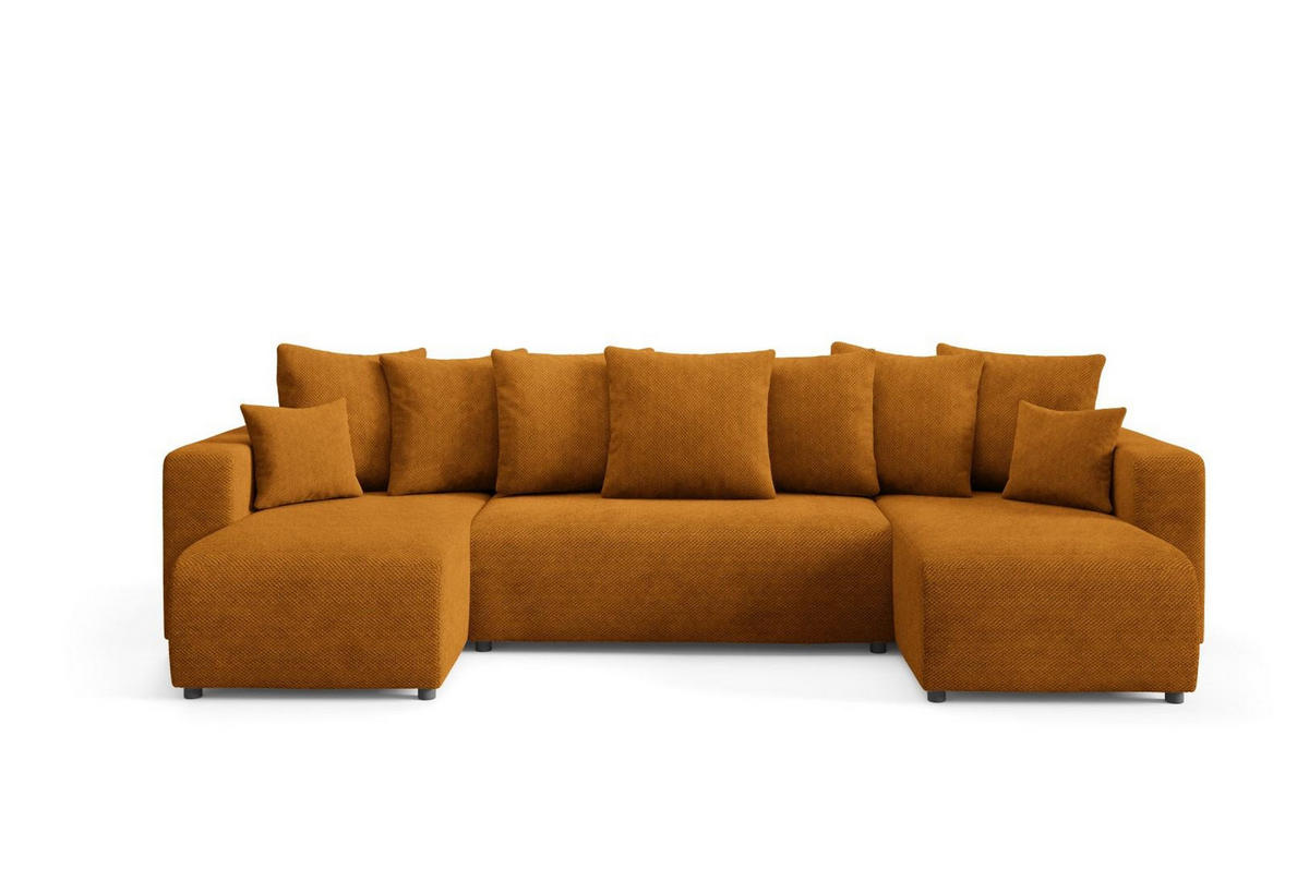 ECKSOFA mit Schlaffunktion Gelb - Currygelb, Textil (318/145cm) - Furnisell
