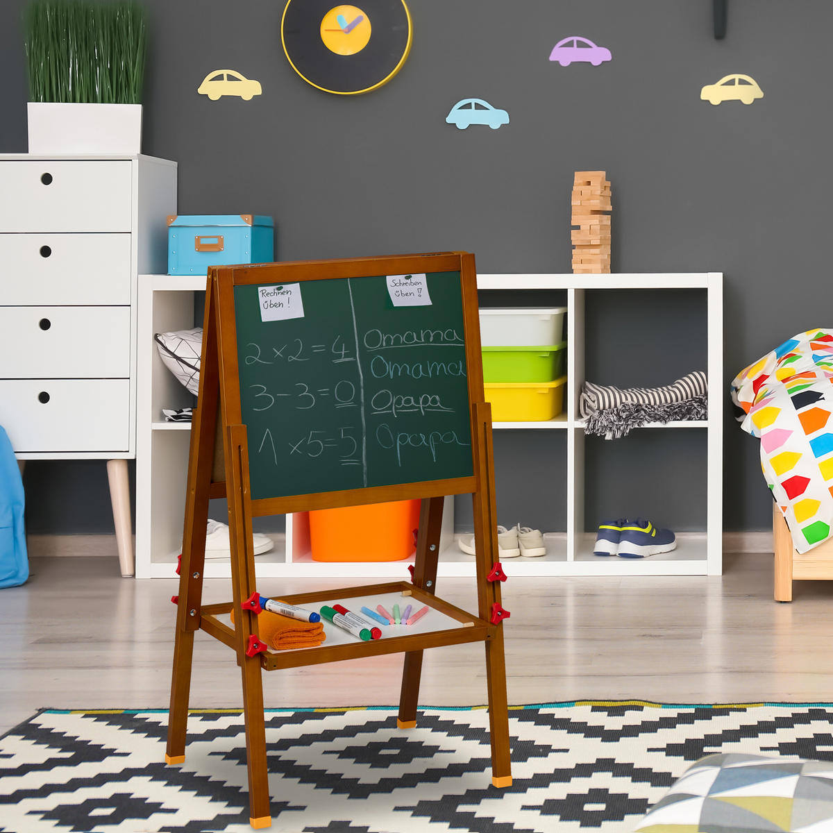 KINDERSTANDTAFEL - Multicolor, Holz/Holzwerkstoff (45/104/42cm) - Relaxdays