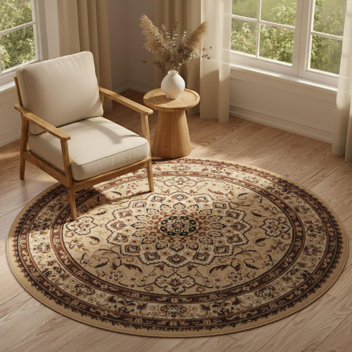 TEPPICH ATLAS rund creme orientalisch 160/210 cm - Creme, Textil (160/210cm) - Tapiso