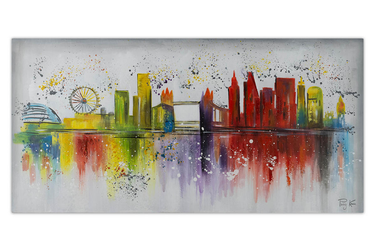 OLEJOMAĽBA 120/60 cm, Mesto a architektúra - sivá, drevo/textil (120/60cm) - KUNSTLOFT