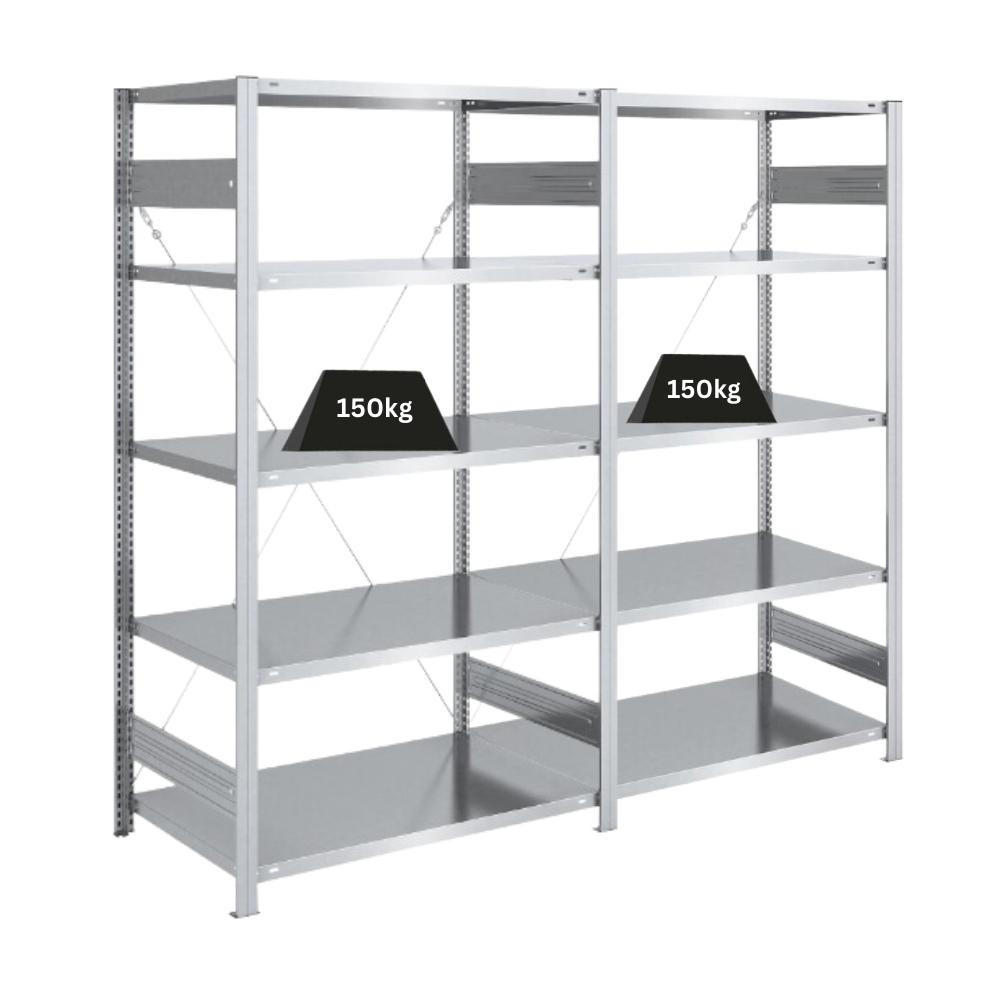 SCHWERLASTREGAL Silver Mamba 200x200x60cm 5 Ebenen je 150kg Fachlast Verzinkt - Silberfarben, Metall (200/200/60cm) - PROREGAL