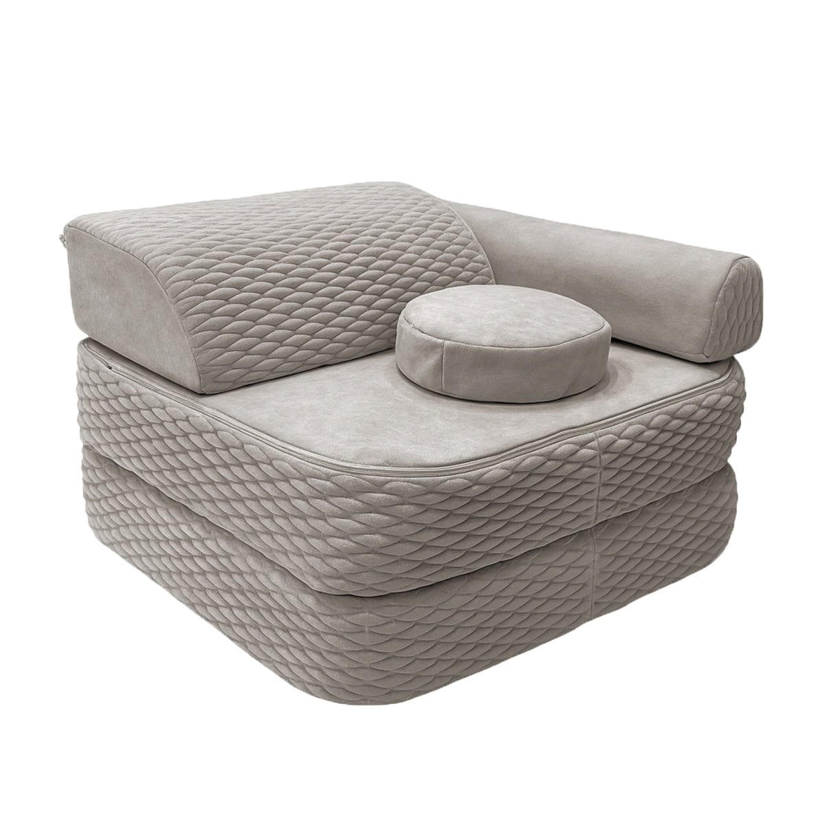KINDERSESSEL modular 3-in-1 ausklappbar mit Steppstoff in Steingrau - Grau, Textil (60/50/50cm) - MeowBaby