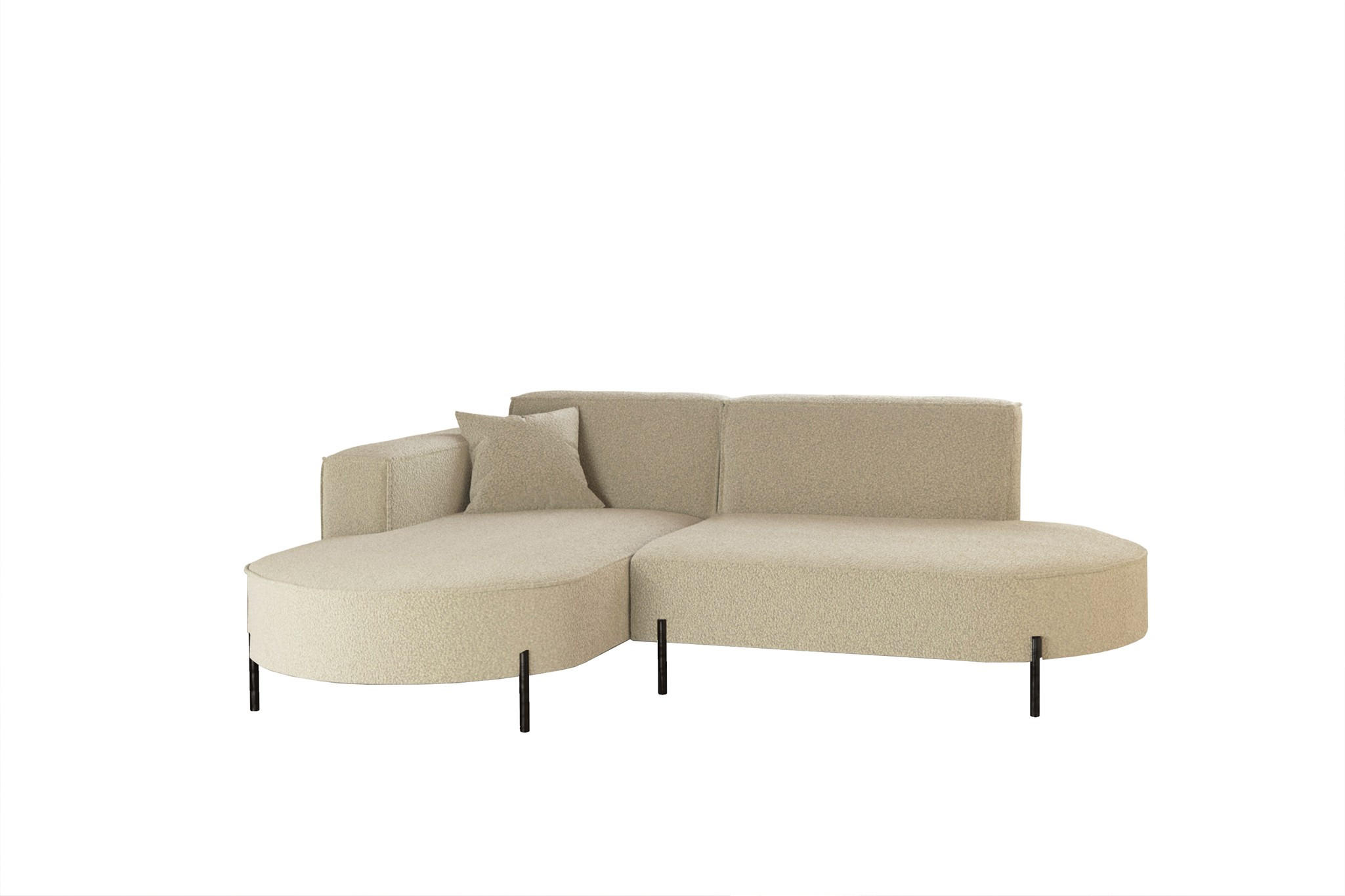 ECKSOFA Valencia Xs - Beige, Holzwerkstoff/Textil (236/165cm) - Fun Möbel