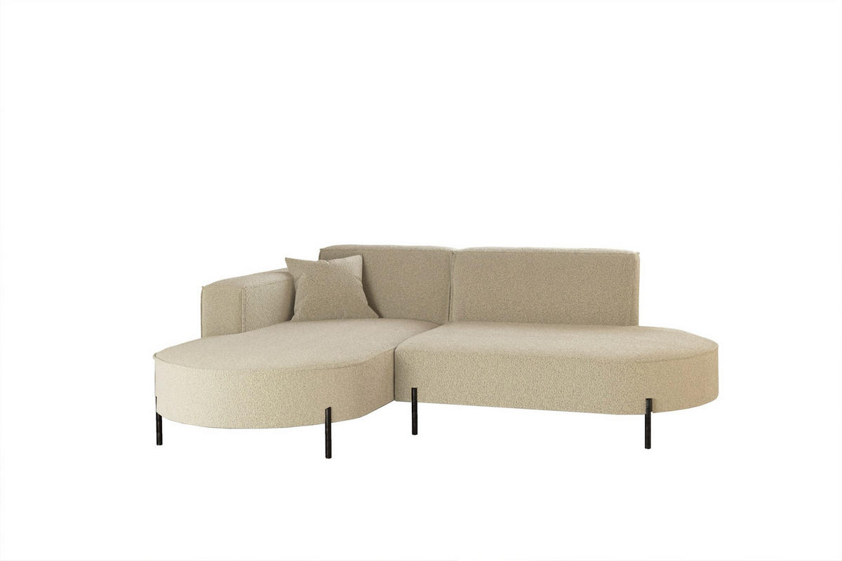 ECKSOFA Valencia Xs - Beige, Holzwerkstoff/Textil (236/165cm) - Fun Möbel