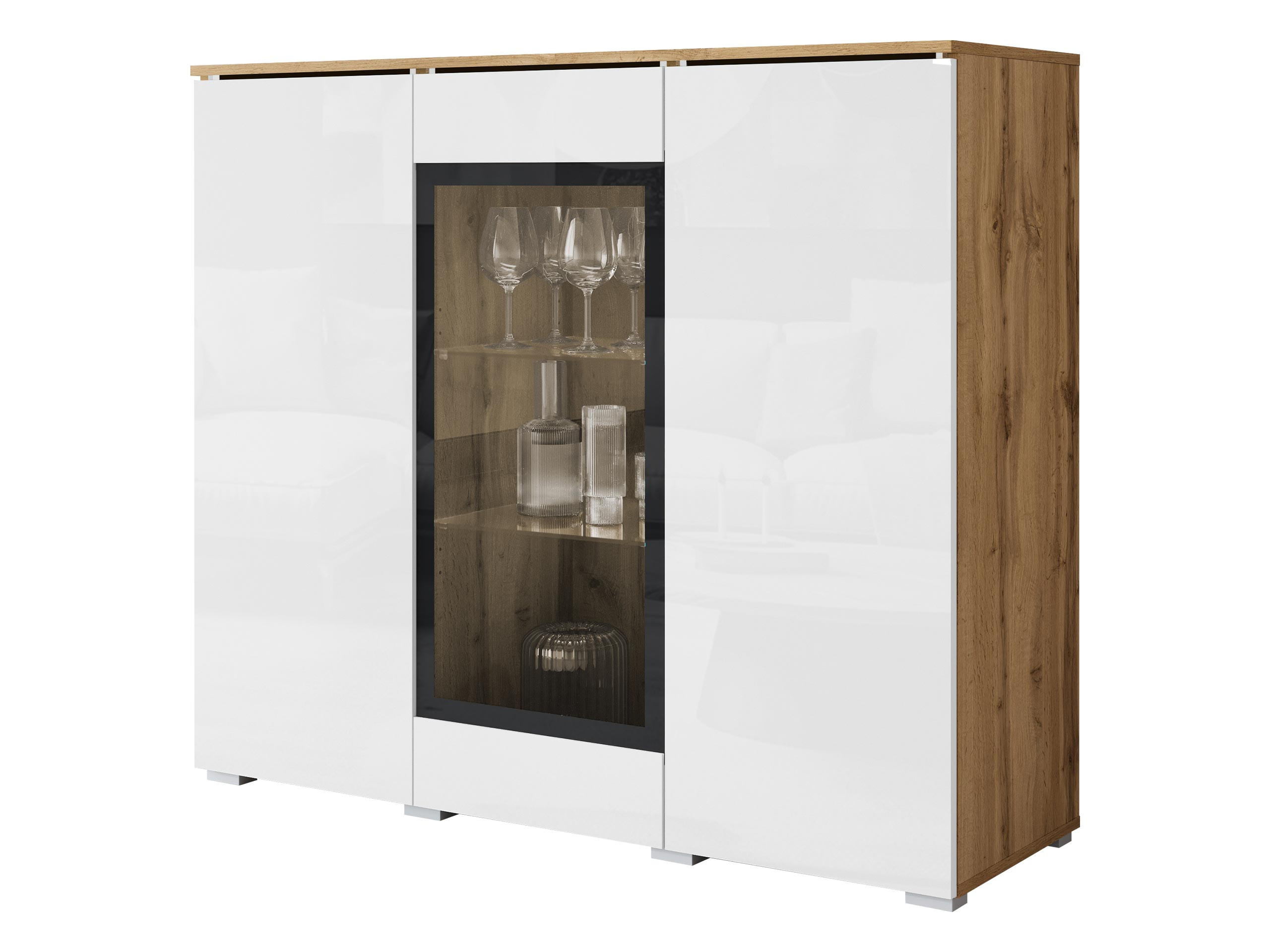 KOMMODE Vera 120 - Weiß Hochglanz/Silberfarben, Holzwerkstoff/Kunststoff (120/104/40cm) - MIRJAN24