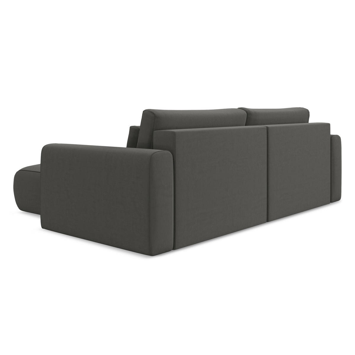 ECKSOFA mit Schlaffunktion Samt Stoff Grau - Dunkelgrau/Schwarz, Kunststoff/Textil (240/149cm) - LaMiaSofa