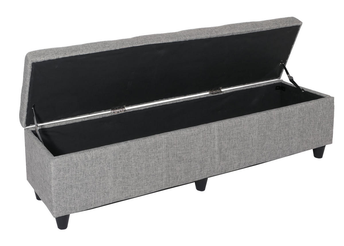 SITZBANK mit Aufbewahrung Lars Leder + Kunstleder Schwarz 45x112x45cm - Grau, Kunststoff (112/45/45cm) - BERLINLODGE