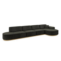 ECKSOFA Ottomane Rechts MARI-L3-v2 - 413x171x83 cm Schwarz Velours - Schwarz, Holzwerkstoff/Textil (171/413cm) - ALTDECOR