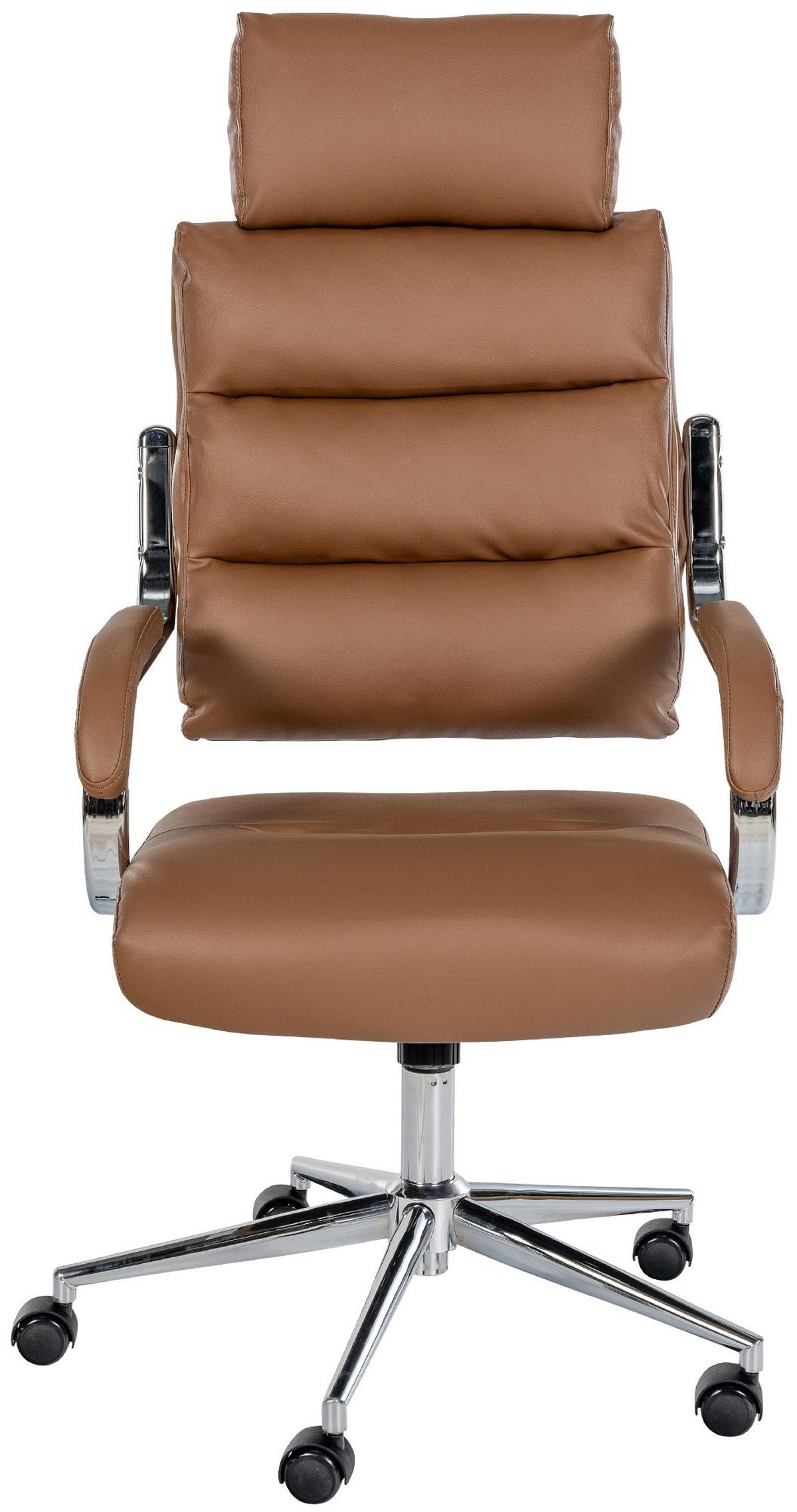 DREHSTUHL Lederlook Hellbraun - Chromfarben/Hellbraun, Textil/Metall (61/119/78cm) - CLP