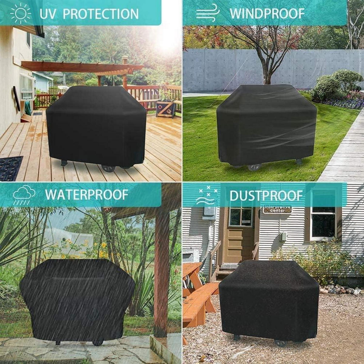 ABDECKPLANE Gasgrill 147 x 61 x 117 cm wetterfest - Schwarz, Kunststoff (61/117/147cm)