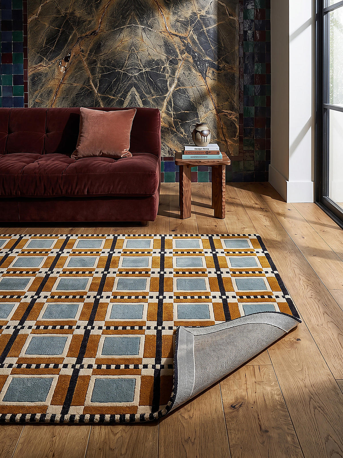WOLLTEPPICH handgetuftet ORRIN, Fensterkaro-Raster, Multi, 140 x 200 cm - Multicolor, Textil (140/200cm) - KADIMA DESIGN