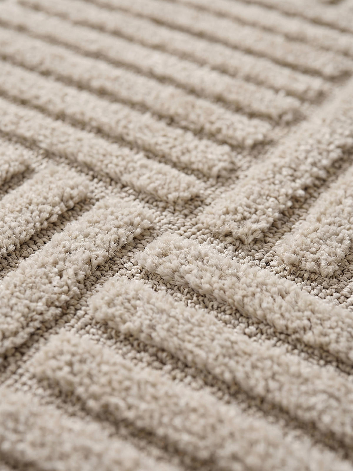 TEPPICH Hochflor RIGI in Beige, mit Cord-Streifen-Patchwork, 200 x 290 cm - Beige, Textil (200/290cm) - KADIMA DESIGN