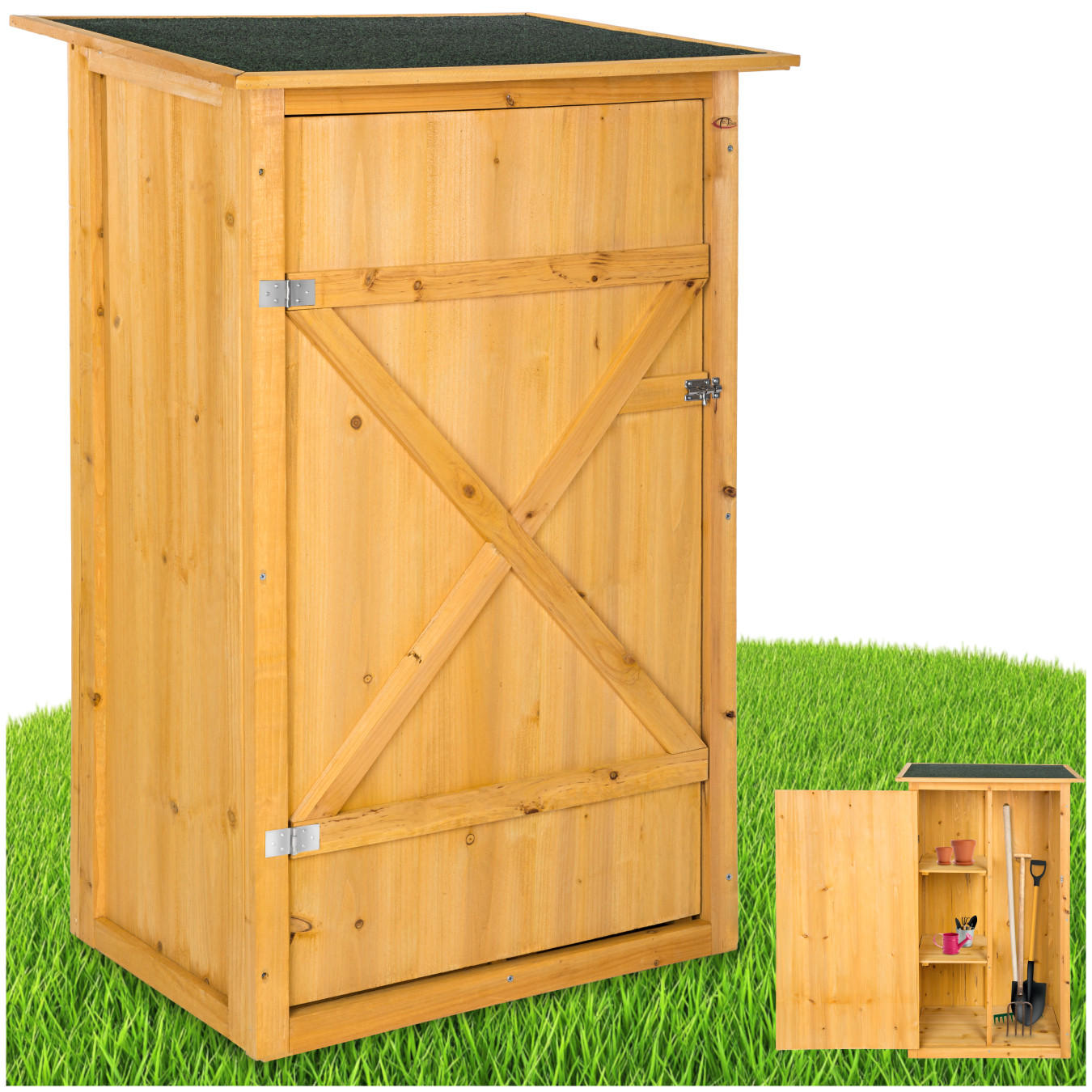 GARTENSCHRANK mit Flachdach Taman,75 x 56 x 118 cm,braun - Braun, Holz (56/118/75cm) - tectake
