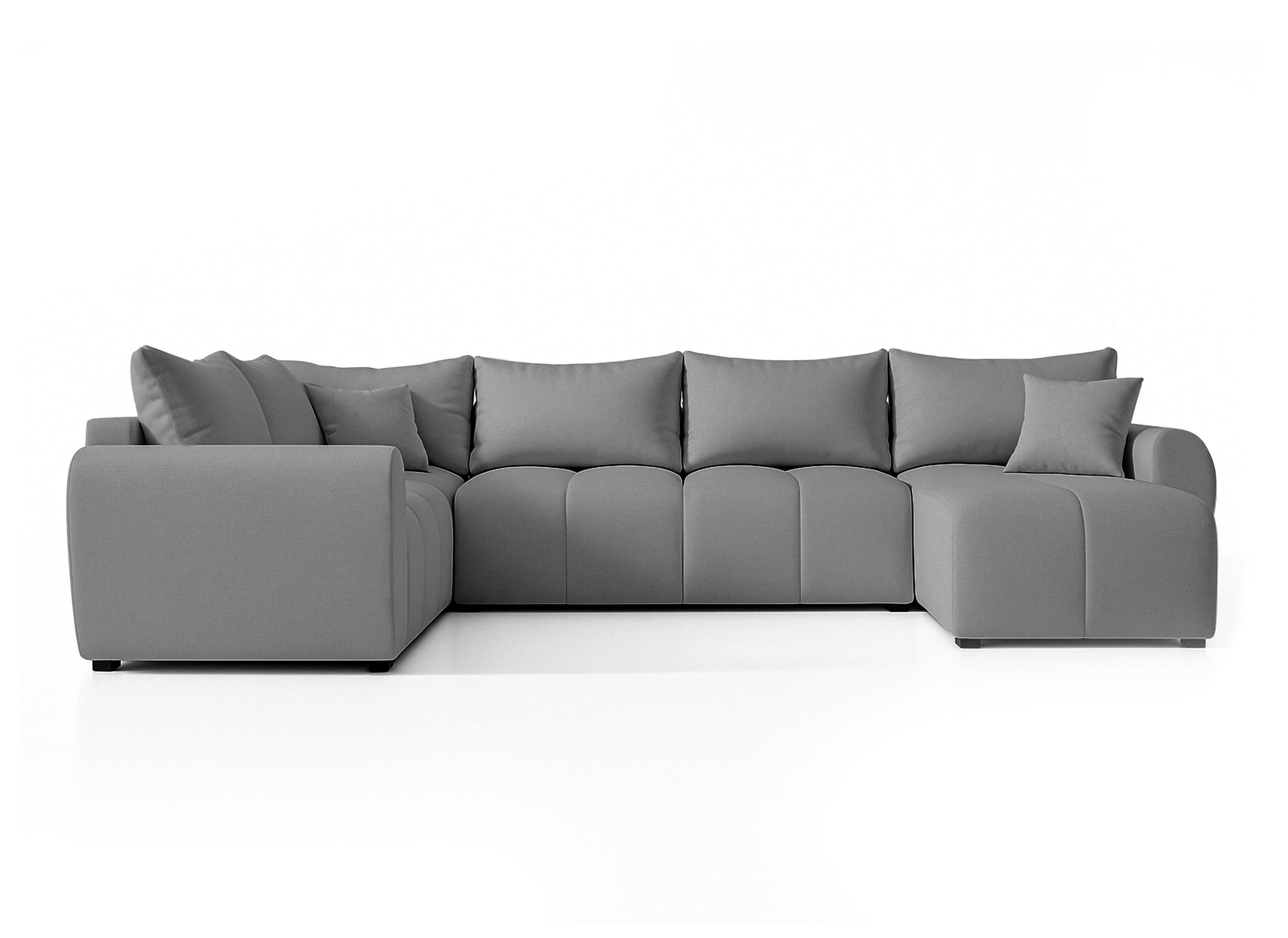 WOHNLANDSCHAFT Malatya U Form MAX Hellgrau 311/145/82 cm mit Schlaffunktion - Hellgrau/Schwarz, Kunststoff/Textil (303/82/208cm) - AX Living