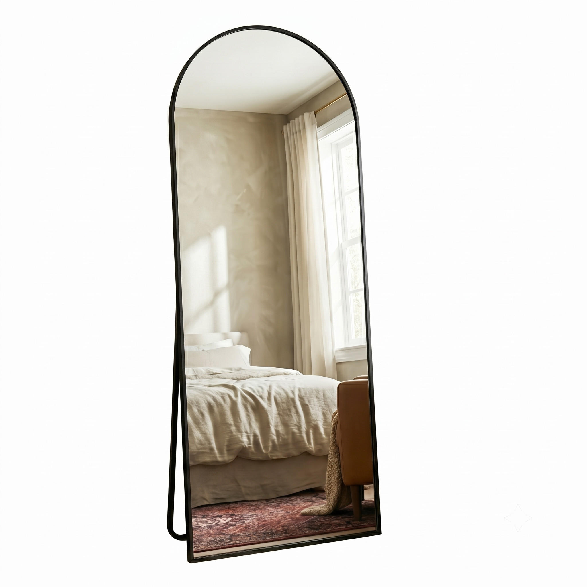 GANZKÖRPERSPIEGEL Bogen-Design mit U-Standfuß & Aluminiumrahmen 162/53 cm Schwarz - Schwarz, Glas/Metall (53/162/3cm) - Creahappy