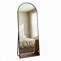 GANZKÖRPERSPIEGEL Bogen-Design mit U-Standfuß & Aluminiumrahmen 162/53 cm Schwarz - Schwarz, Glas/Metall (53/162/3cm) - Creahappy