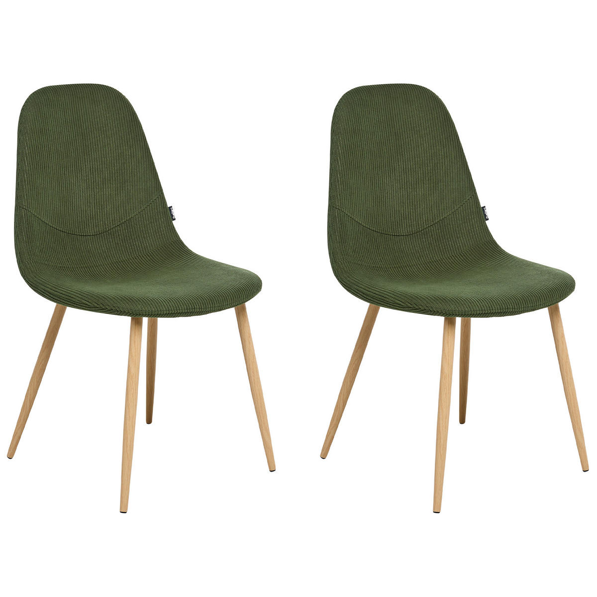 ESSZIMMERSTUHL 2er-Set Cord Grün Hilden - Hellbraun, Textil (43/84/52cm) - Beliani
