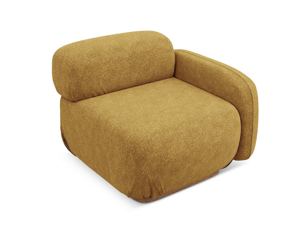 SOFAELEMENT Rechts Chenille Stoff Gelb - Currygelb/Gelb, Holz/Textil (95/73/95cm) - Makamii