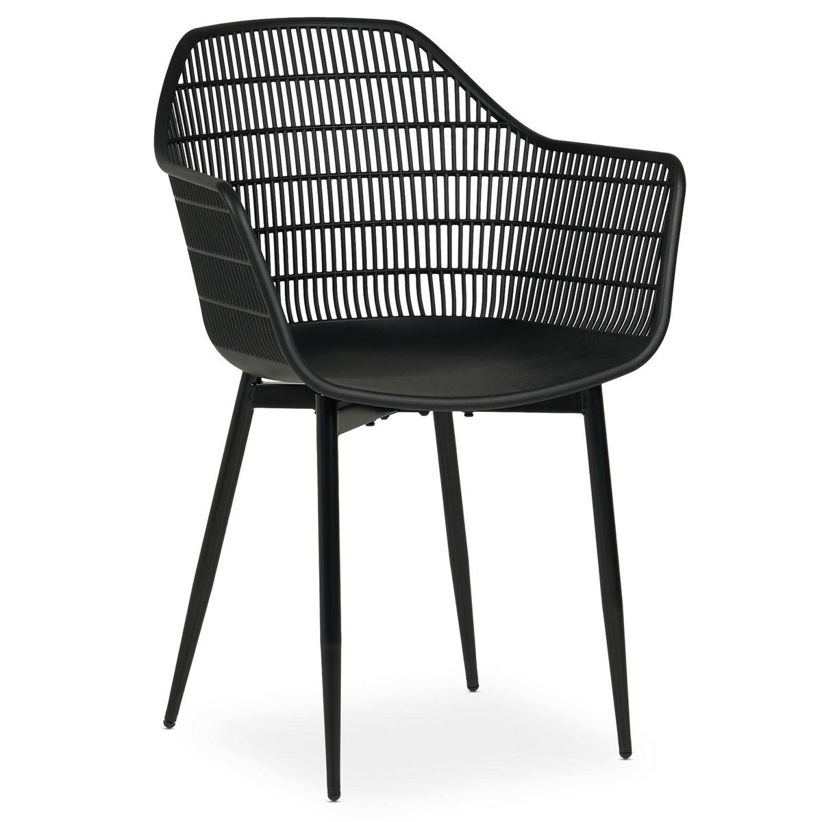 GARTENSTÜHLE MARGHERITA 4ER-SET - Schwarz, Textil (60/86/52cm) - IDIMEX