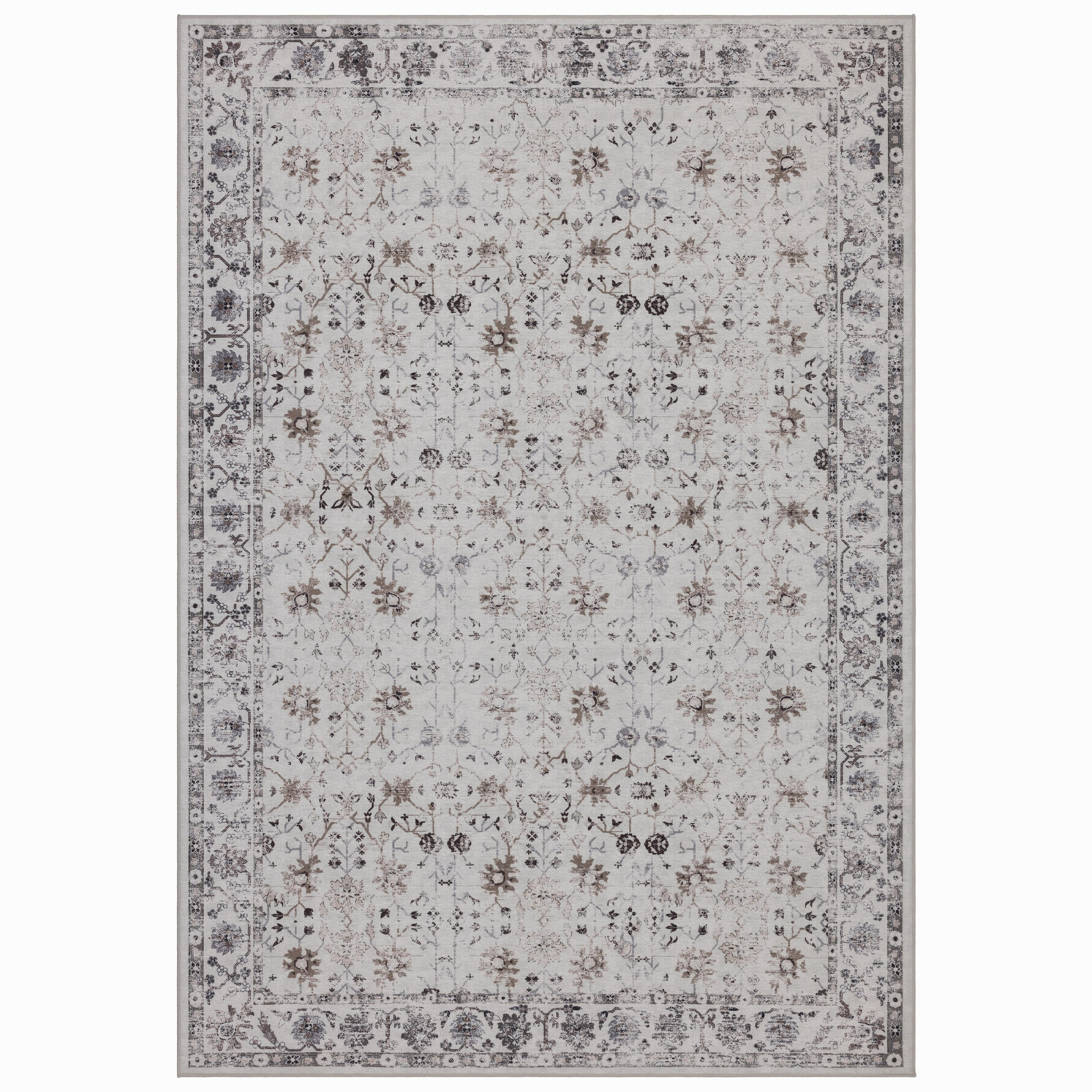 TEPPICH Kurzflor, waschbar, mit floralen Ornamenten, VERNANTE in Creme, 140 x 200 cm - Beige, Textil (140/200cm) - KADIMA DESIGN