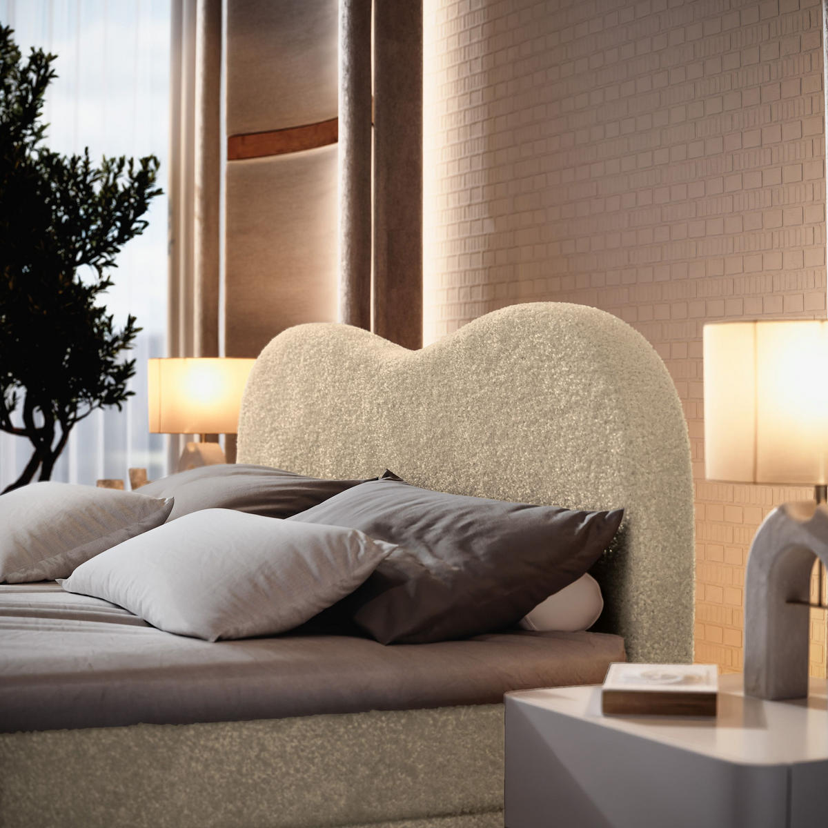 BOXBETT FLUVIA N 140x200 cm mit Matratze und Topper - Creme - Creme, Holz (140/200cm) - MASSENO